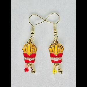 Fun French Fry Dangle Earrings - Whimsical Snack Jewelry